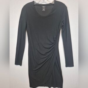 Ann Taylor Petite Women’s Small Black Ruched Dress Long Sleeve Bodycon Elegant